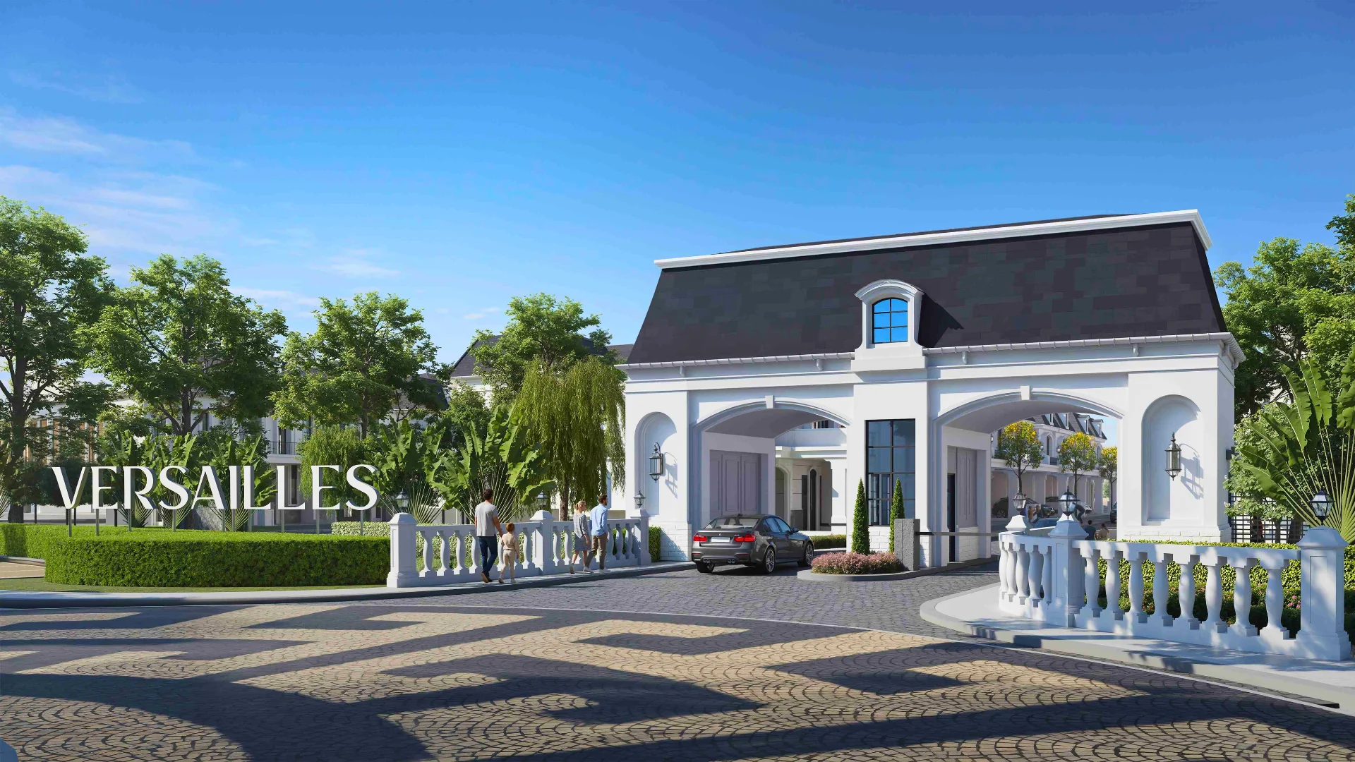 Gerbang masuk Versailles dengan balustrade putih